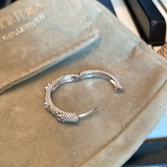 Judith Ripka textured silver sterling hoops - Picture 4 of 6